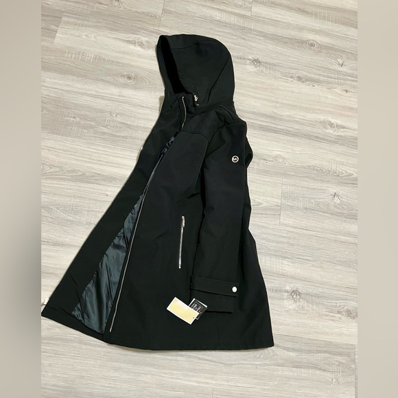 NWT MICHAEL Michael Kors Women’s Black Hooded Water-Resistant Utility Parka -L - Picture 3 of 12